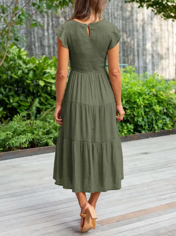 Elegante zomerjurk - ruches, zakken