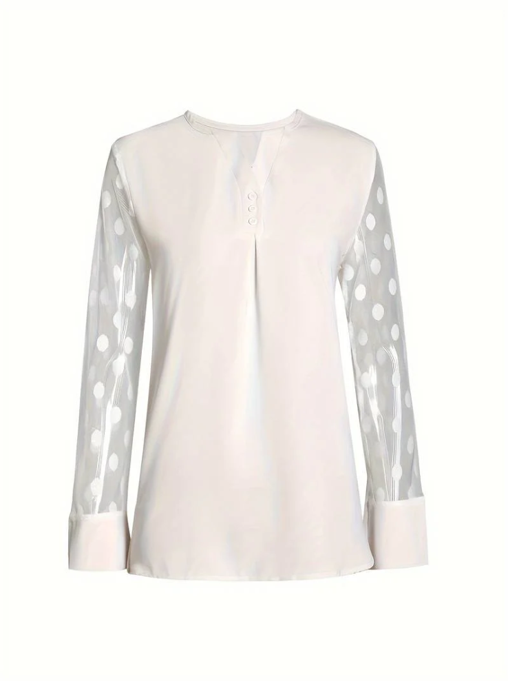 Amalia - gebreide blouse dames v-hals knoopsluiting