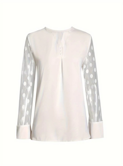 Amalia - gebreide blouse dames v-hals knoopsluiting