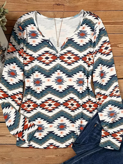 Hannelore | stijlvol shirt met lange mouwen en geometrische print