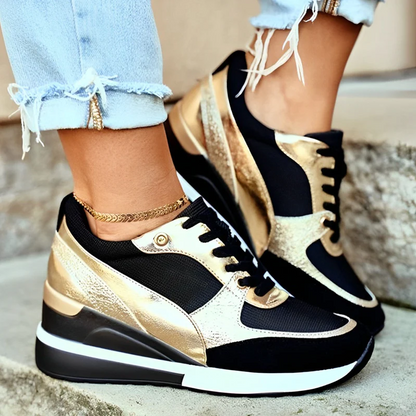 Amelia - wedge sneakers met vetersluiting sportief