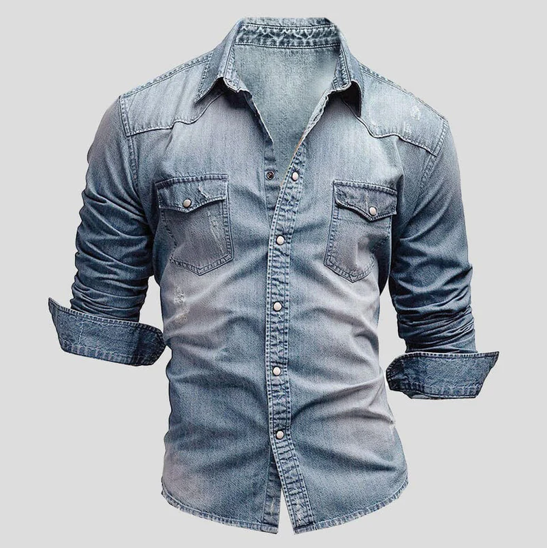 Peter - denim overhemd met lange mouwen