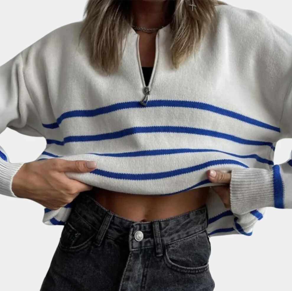 Citlali - gestreepte damestrui met ritssluiting