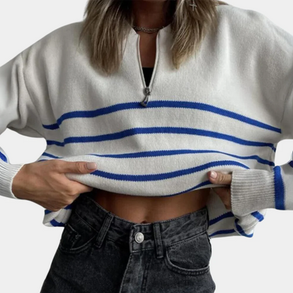 Citlali - gestreepte damestrui met ritssluiting