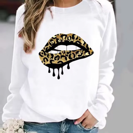 Halia - katoenen trui met lipprint