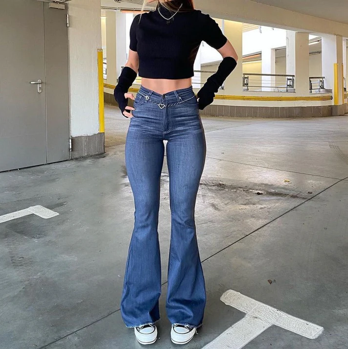 Nympha - dames denimbroek met hoge taille