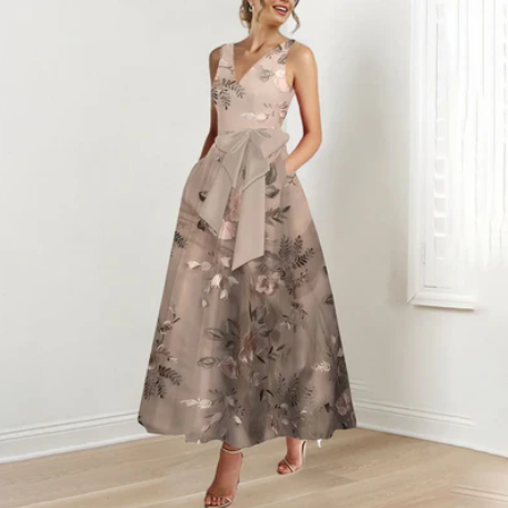 Charlotte - bloemenglanzende maxi-jurk