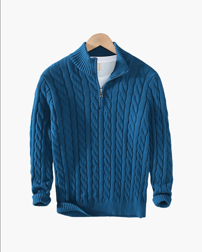 Casual gebreide herentrui met halve rits