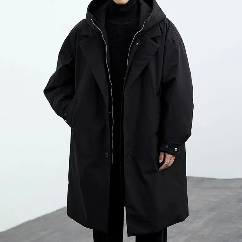 Plus size trenchcoat met capuchon voor heren