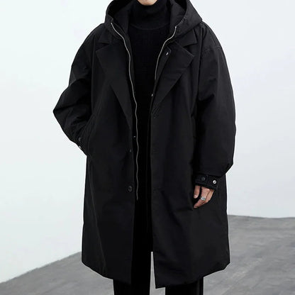 Plus size trenchcoat met capuchon voor heren