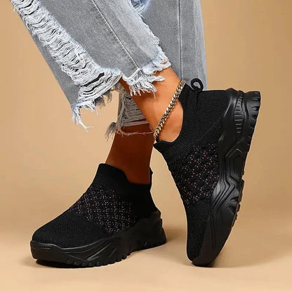 Slip-on sneakers, gebreid, ademend, orthopedische schoenen, damessneakers