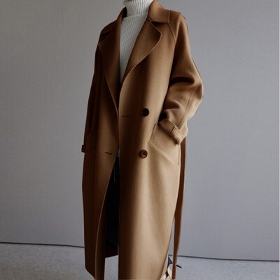 Elegante lange wollen damesjas - tijdloos en warm