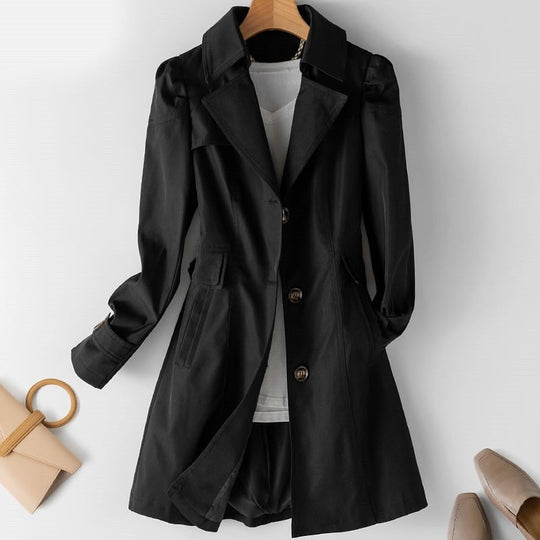 Klassieke slim-fit trenchcoat met knopen voor dames