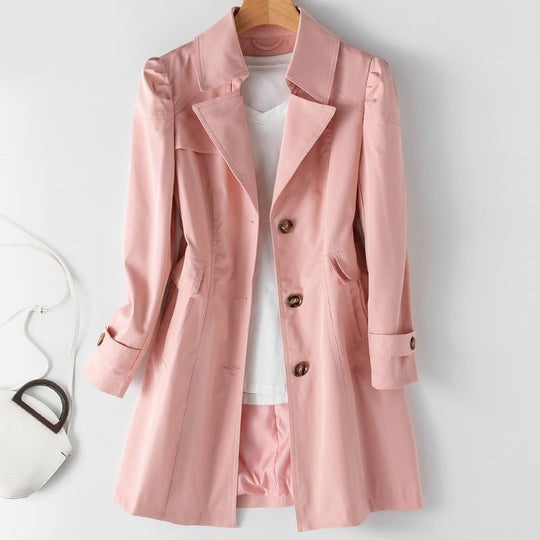 Klassieke slim-fit trenchcoat met knopen voor dames