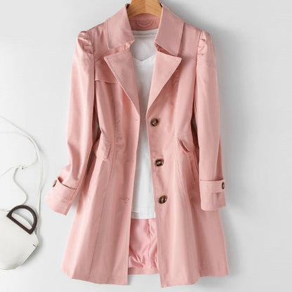 Klassieke slim-fit trenchcoat met knopen voor dames