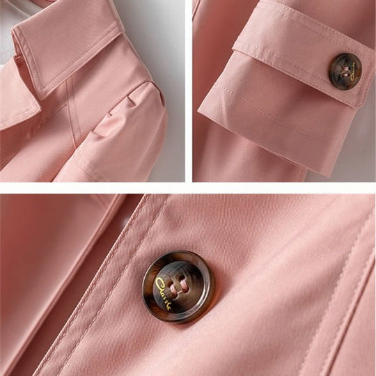 Klassieke slim-fit trenchcoat met knopen voor dames