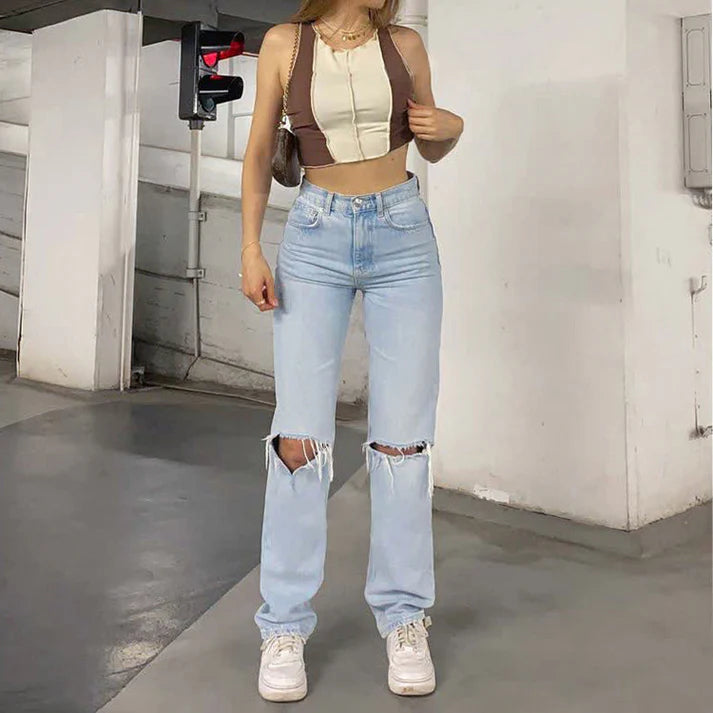 Raelyn - damesmode gescheurde jeans
