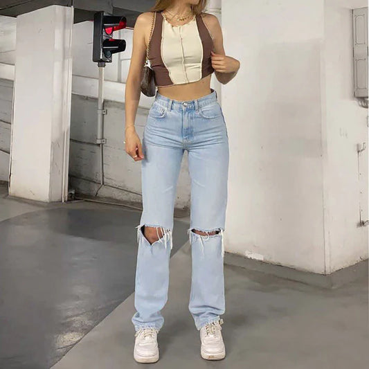 Raelyn - damesmode gescheurde jeans