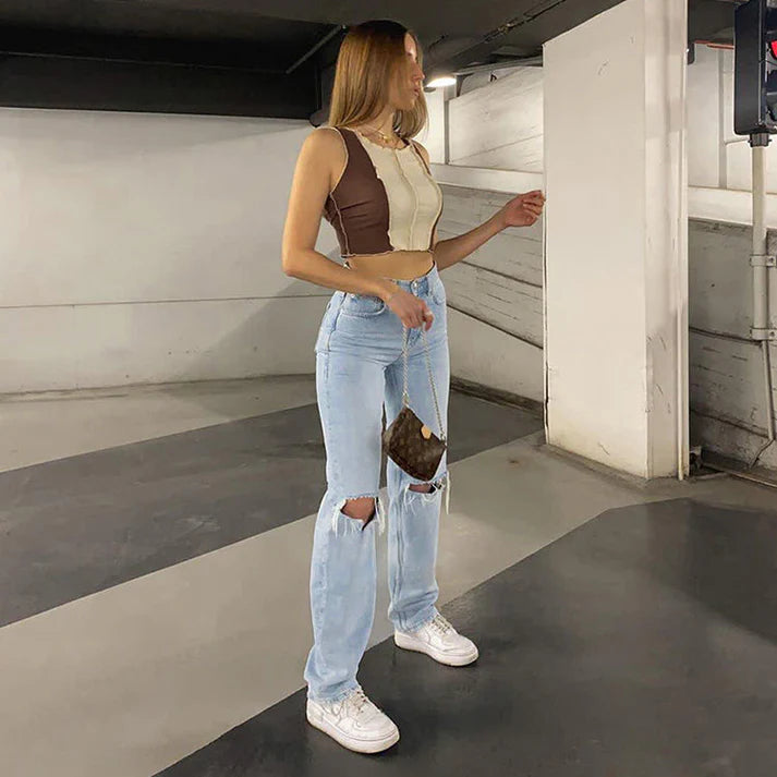 Raelyn - damesmode gescheurde jeans