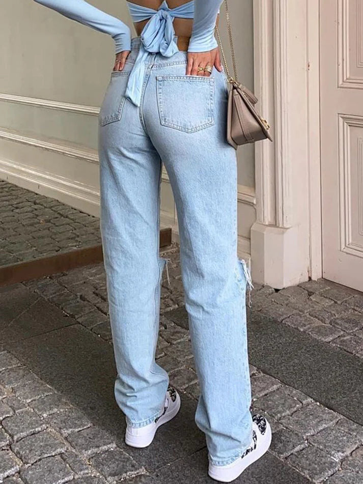 Raelyn - damesmode gescheurde jeans