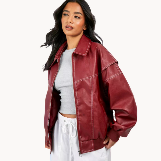 Vera - trendy rood oversized pasvorm dames jasje