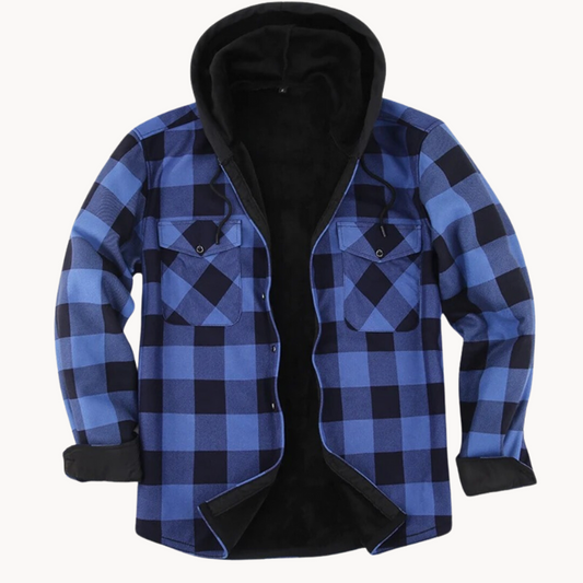 Lazzaro - cozy fleece gevoerde herenflannel jas met capuchon