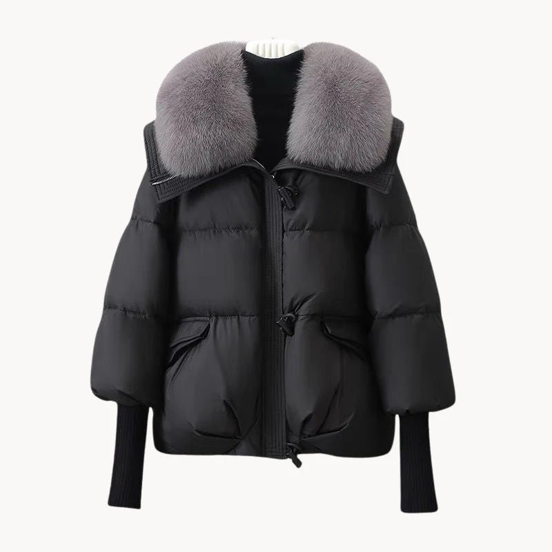Eliza - glamorous donsjack met imitatiebontkraag voor dames