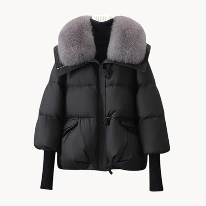 Eliza - glamorous donsjack met imitatiebontkraag voor dames