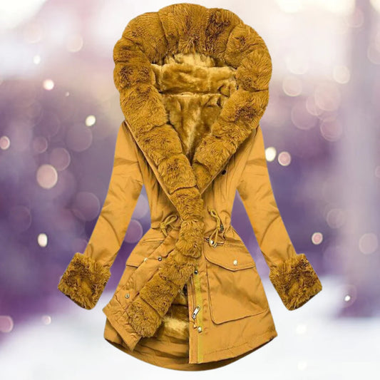 Warme winterjas met bontvoering voor dames