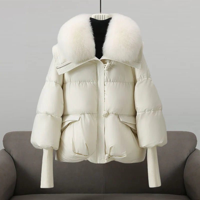 Eliza - glamorous donsjack met imitatiebontkraag voor dames