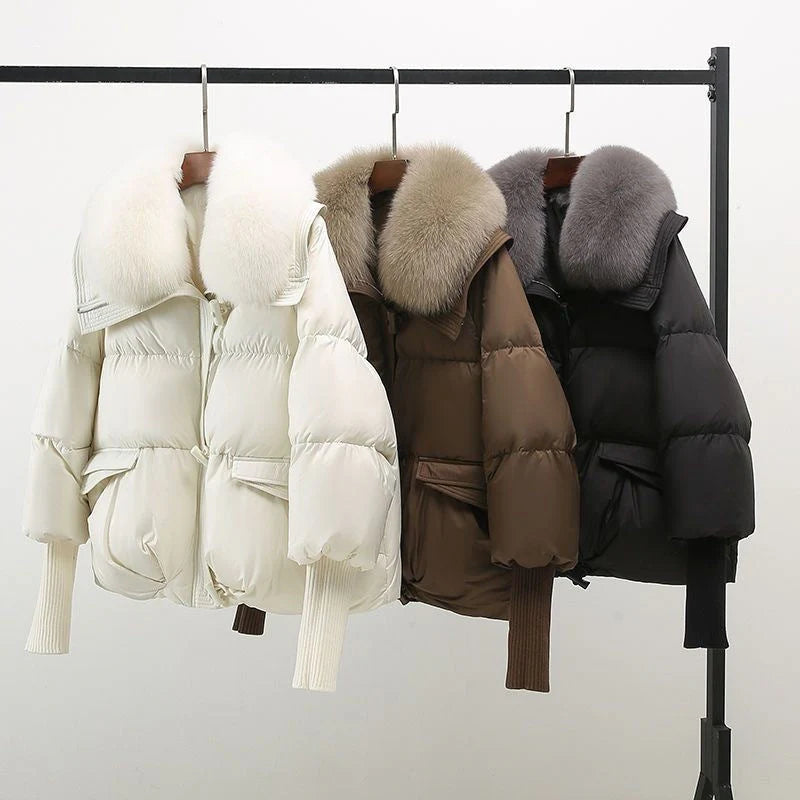 Eliza - glamorous donsjack met imitatiebontkraag voor dames