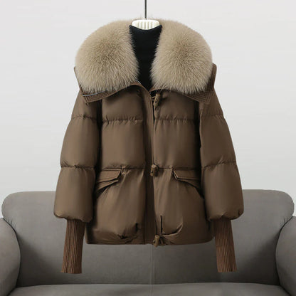 Eliza - glamorous donsjack met imitatiebontkraag voor dames