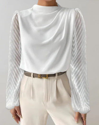 Eloise - elegante witte top met blouse met ronde hals