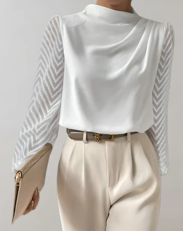 Eloise - elegante witte top met blouse met ronde hals