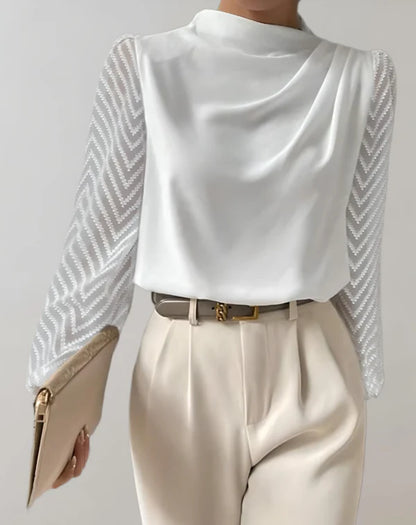 Eloise - elegante witte top met blouse met ronde hals