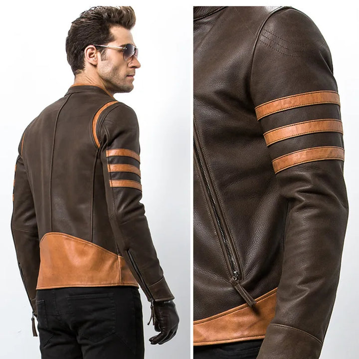 Elegante leren herenjas in een uniek design