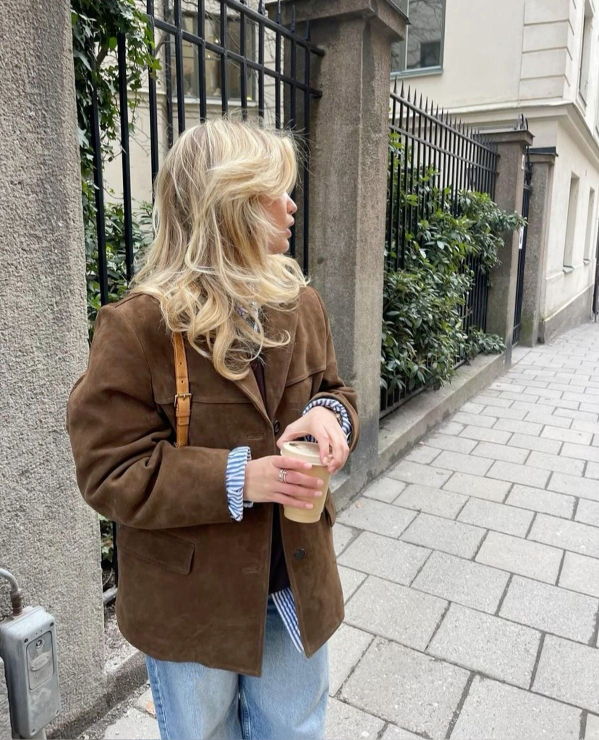 Wildlederjacke – Vintage – Braun – Oversize-Jacke – Damenjacke-Leyna Moda