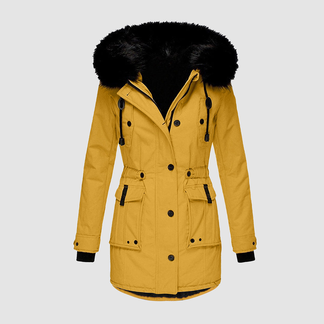 Stijlvolle - parka voor dames met zwart imitatiebont