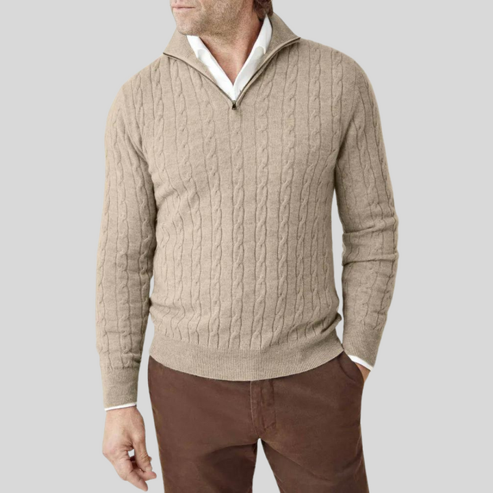 Hoge kwaliteit kasjmier herensweater met rits