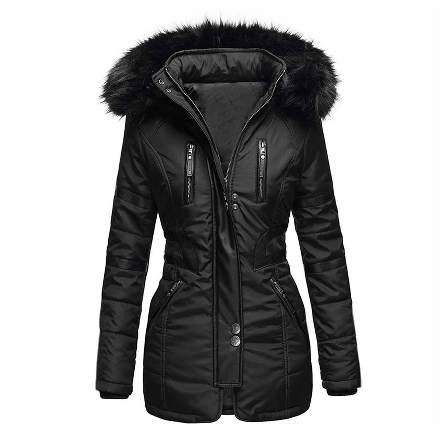 Elegante dameswinterjas met capuchon en wol