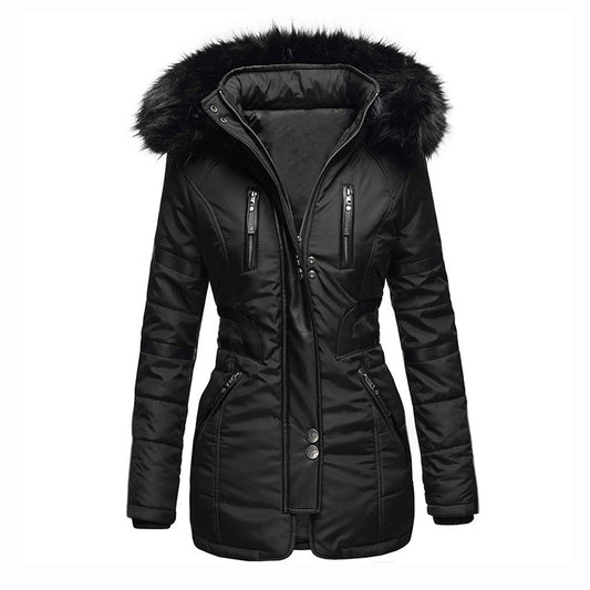 Elegante dameswinterjas met capuchon en wol