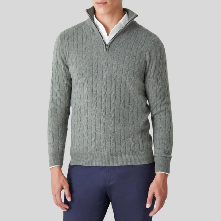 Hoge kwaliteit kasjmier herensweater met rits