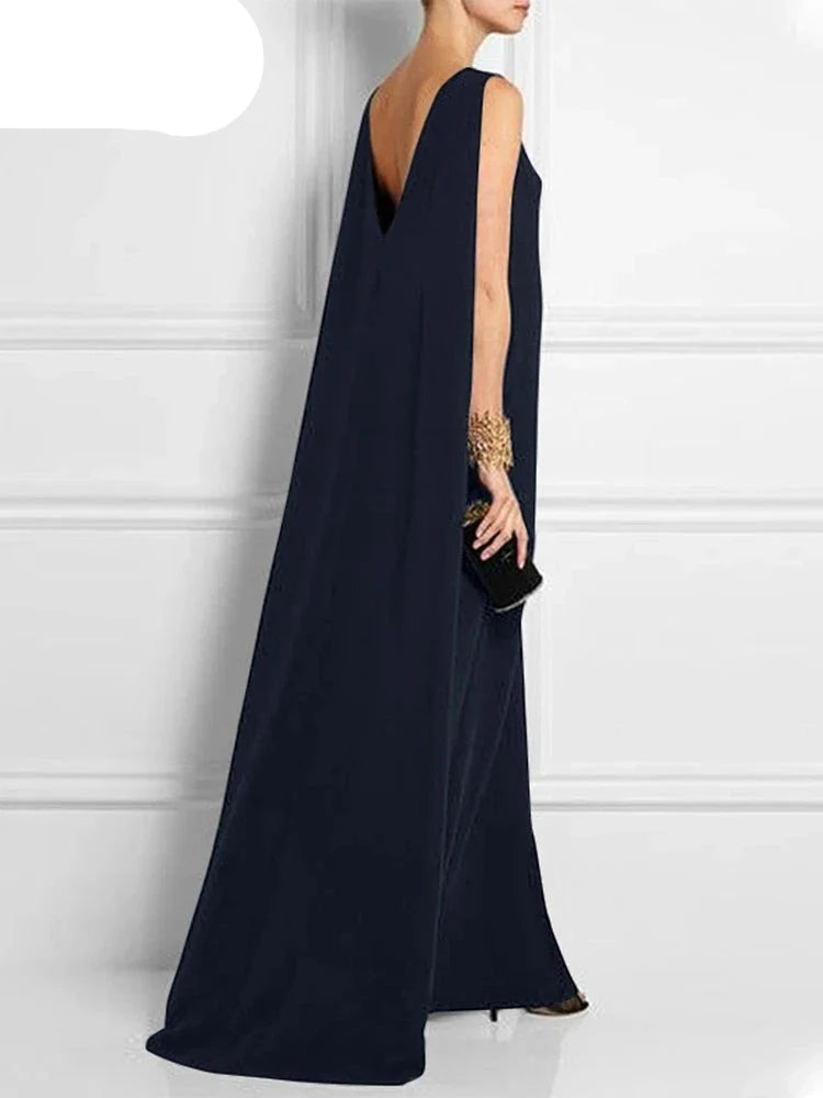 Midnight elegance - langarmloses abendkleid in tiefblau