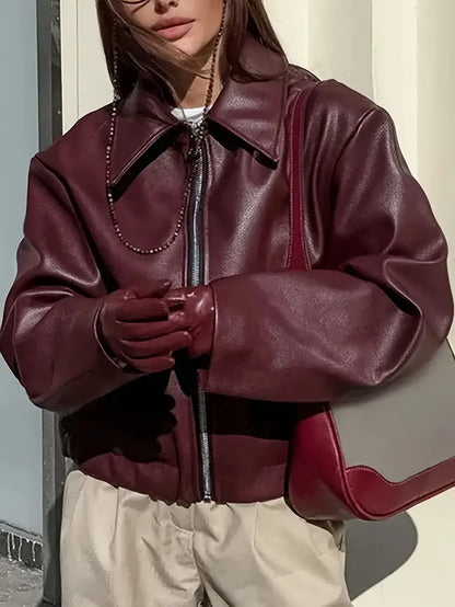 Cassidy - stijlvol, oversized leren jack