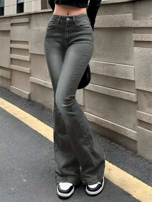 Camila - high waist flare stretch mustache jeans