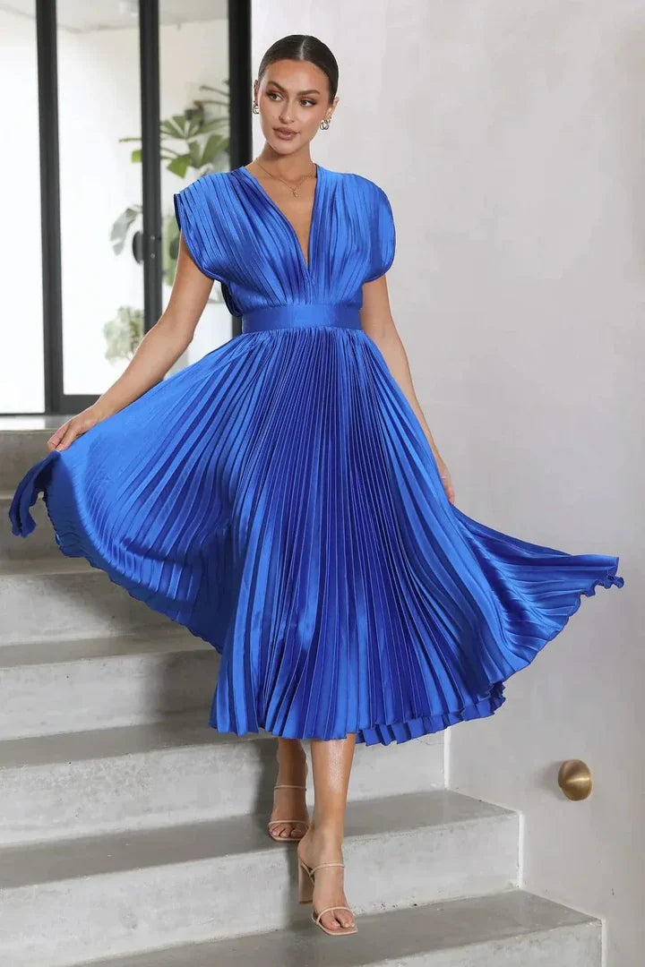 Flurina - aisha geplooide midi-jurk voor een elegante look