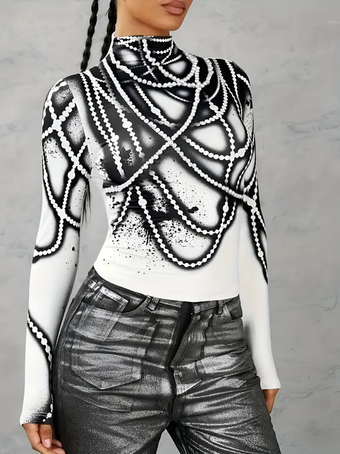 Jerrica | casual gebreide top met abstracte print