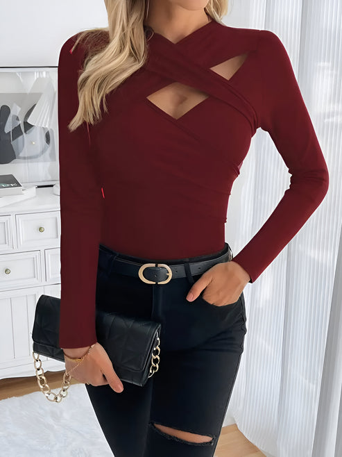 Jera | elegante top met V-hals en lange mouwen