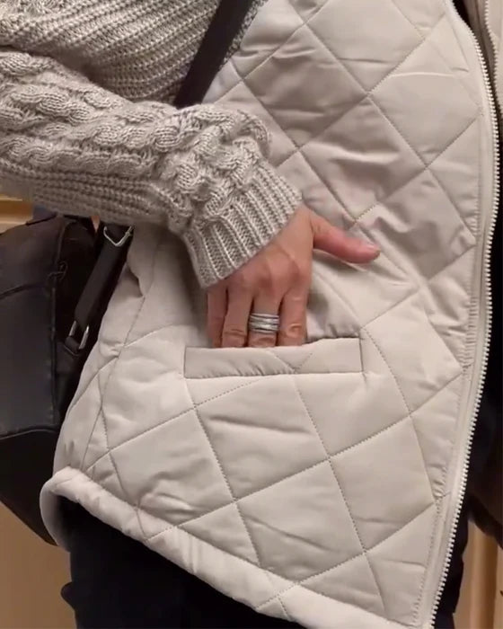 Effenkleurige - jas met ritssluiting en hoge kraag