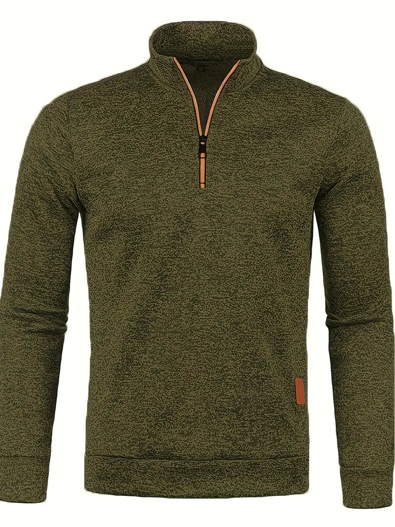 Zak - stijlvolle fleece herentrui met halve rits